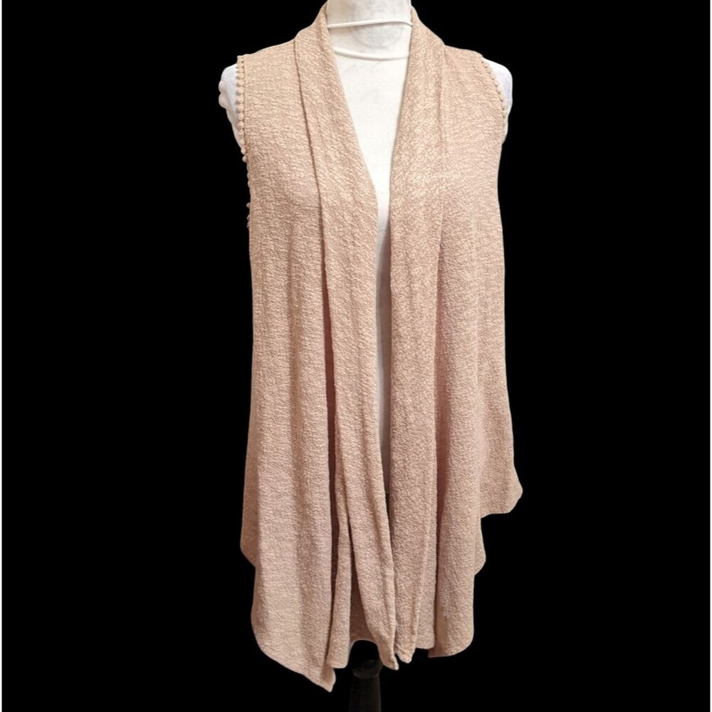 Crochet Sleeveless Long Cardigan Sweater Vest Creamy Toffee Cottagecore XL